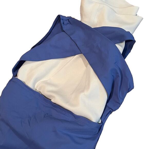 Zatki LTD One Pice Swimsuit Open Cross Back Periwinkle Blue Sz 11 / 12 High Neck - Picture 4 of 7